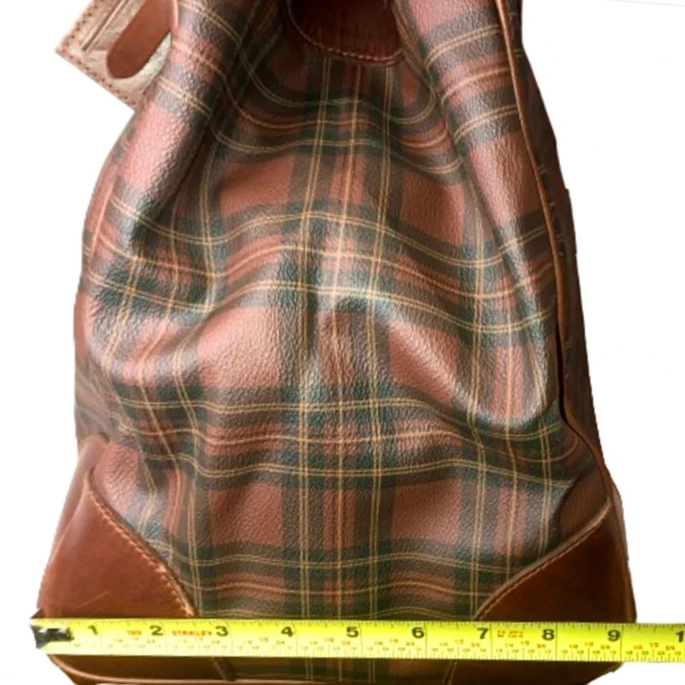 RALPH LAUREN Tartan Plaid Brown Green Doctor Bag Boston Weekend Travel Suitcase